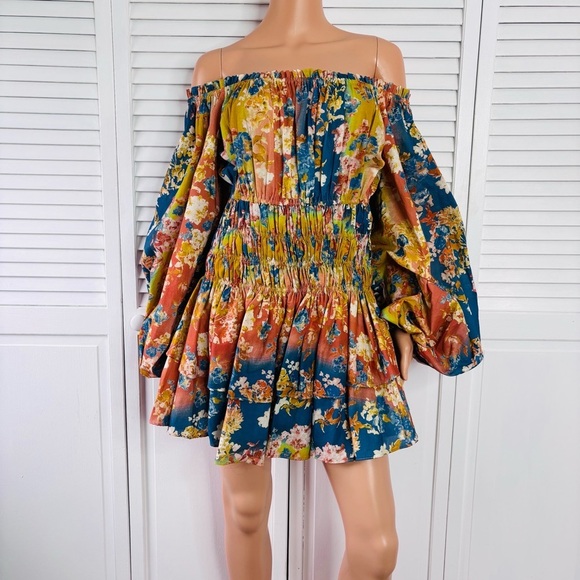 CAROLINE CONSTAS Floral Cotton Poplin Dress Size Medium - Picture 1 of 8